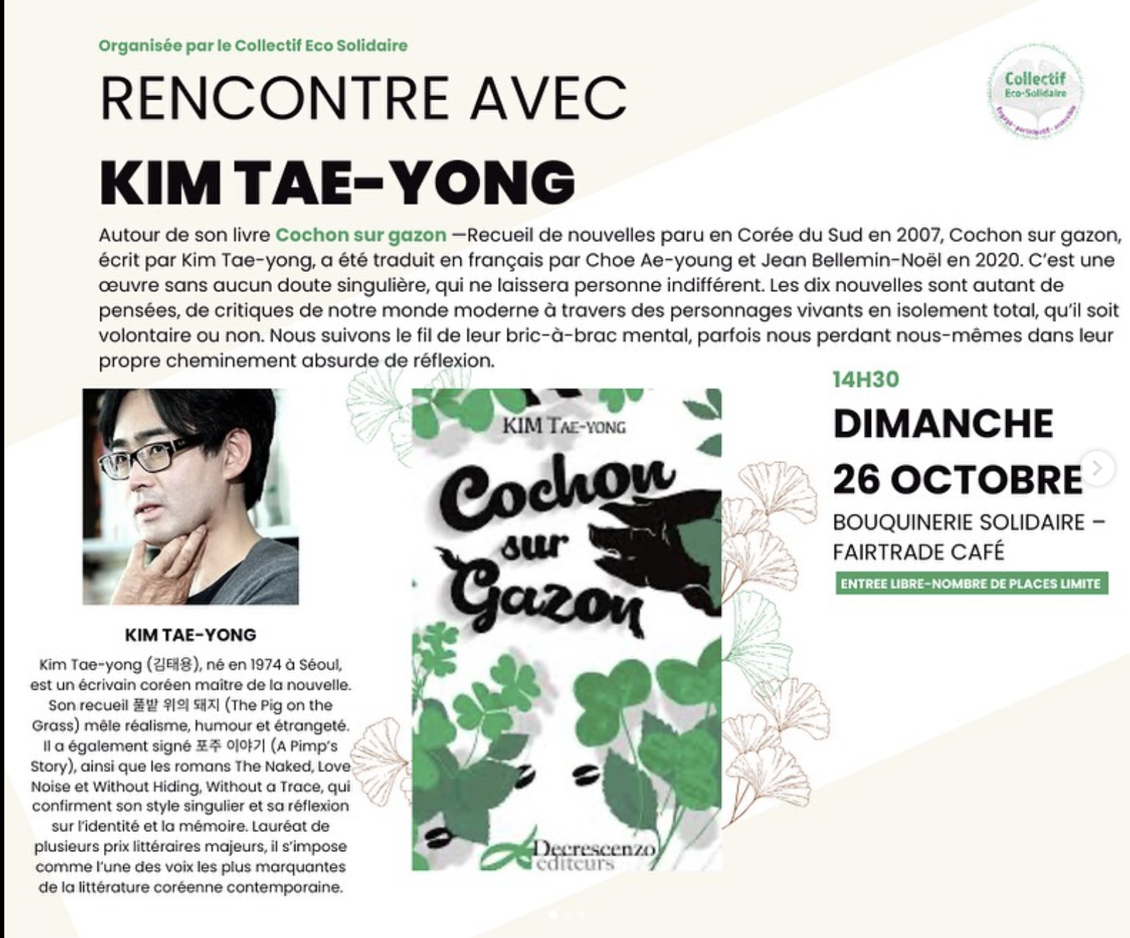 Rencontre avec Kim Tae Yong à la Bouquinerie Solidaire !